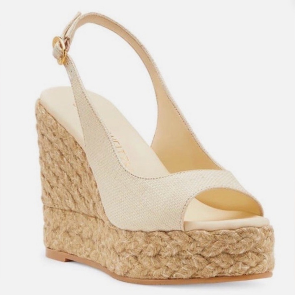 Stuart Weitzman Beige Wedge Espadrilles